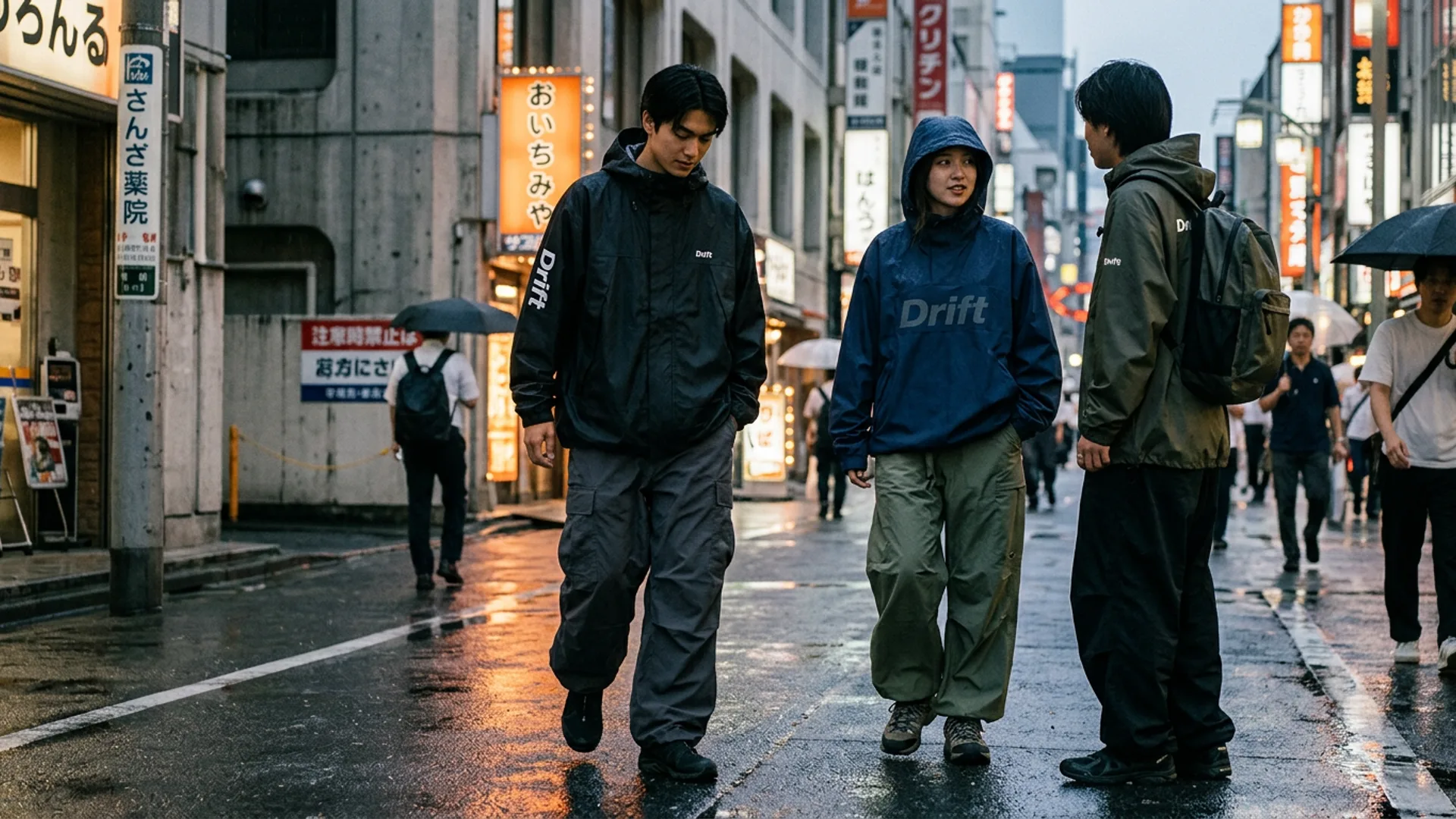 Drift waterproof streetwear worn in the city
